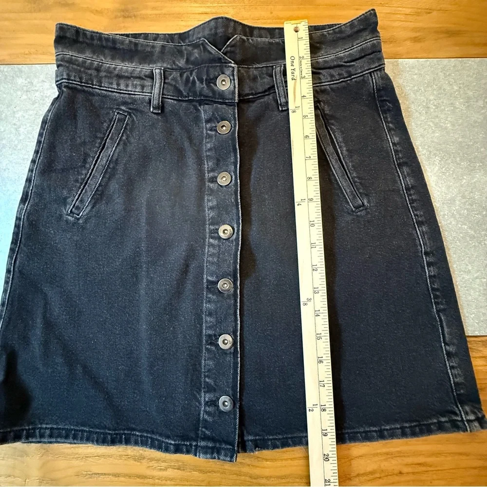 Pilcro and the Letterpress Anthropologie Black Button Front Denim Mini Skirt 12 - Picture 8 of 9